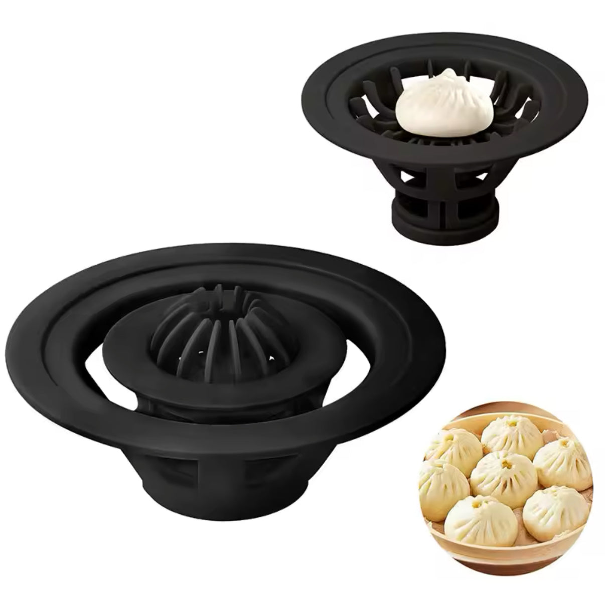 BaoBuddy Dumpling-Former aus Silikon, Dampfgarer-Einsatz für Soupdumplings, Schwarz
