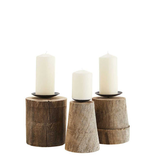 WOODEN CANDLE STANDS 3er Set