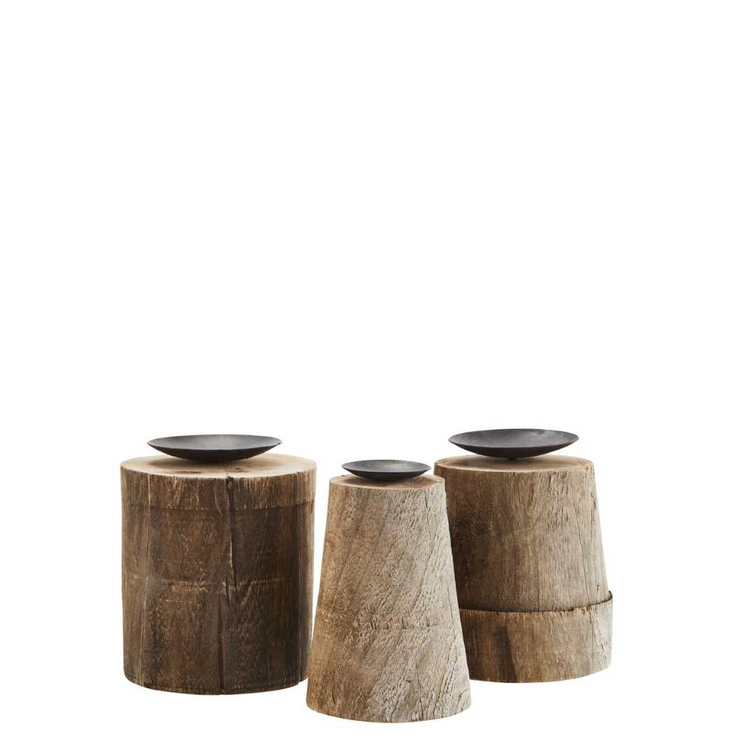 WOODEN CANDLE STANDS 3er Set