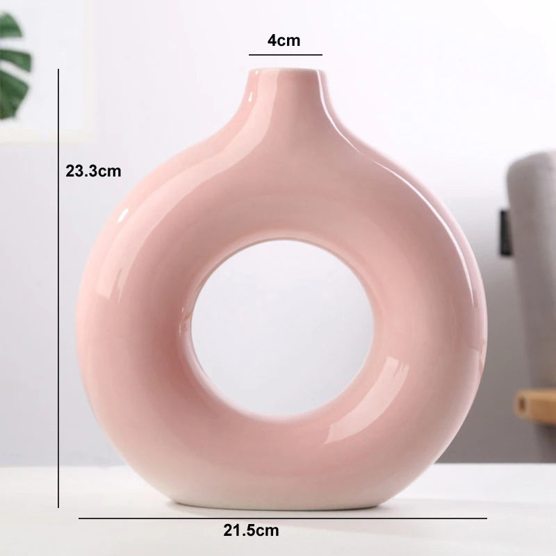 NordicDonut Circular Ceramic Vase - Hohle Keramikvase