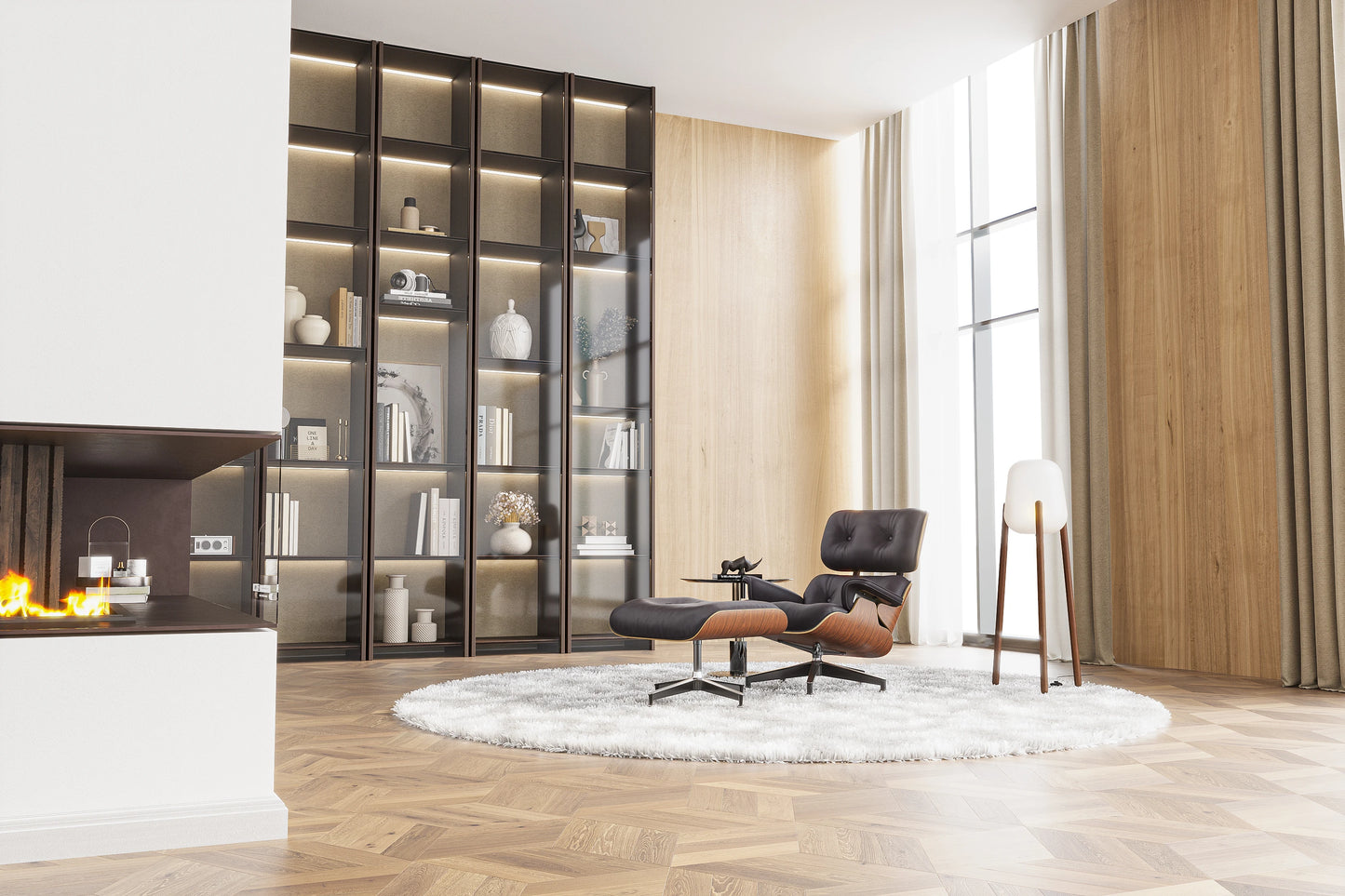 GrandLeather Luxe | Echtleder-Loungesessel | Loungechair mit Ottoman