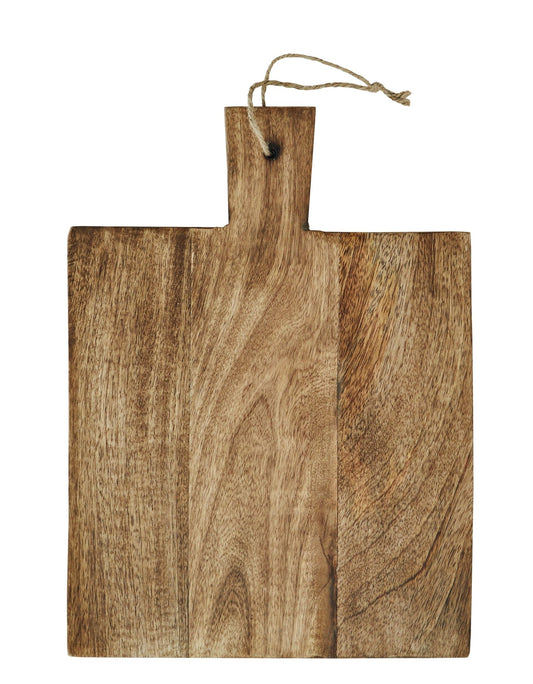 Nachhaltiges Mango Holz Schneidebrett Square Chopping Board mit eleganter Maserung und Hanfbandgriff - peak-store.de